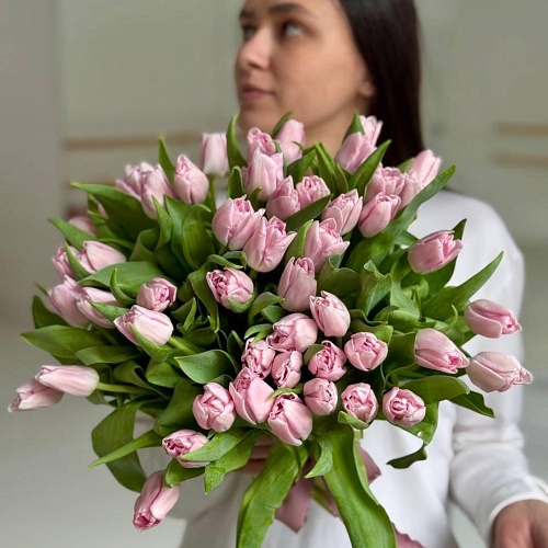 Розовые пионовидные тюльпаны 